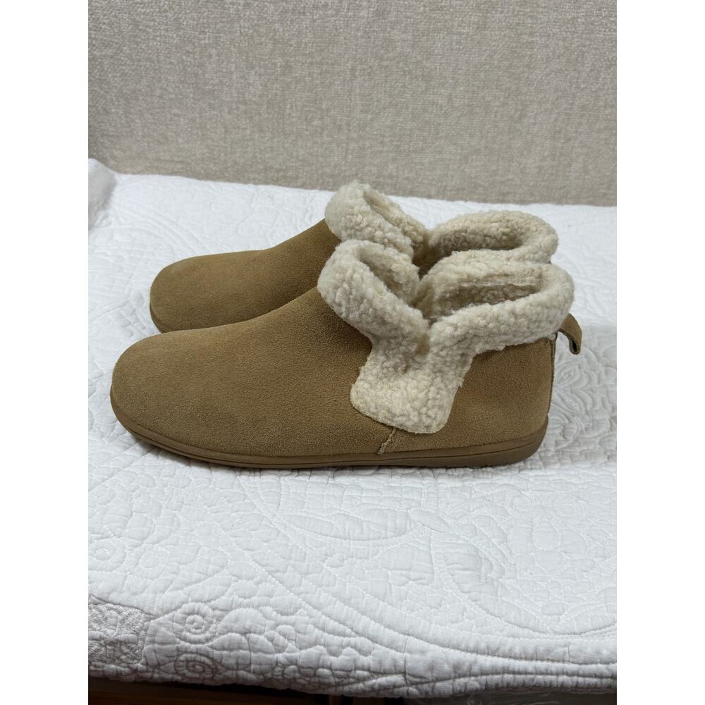 Minnetonka Women’s 11 Tan Lyndy Sherpa Lined Suede House Slippers 400441 Warm - Picture 10 of 10